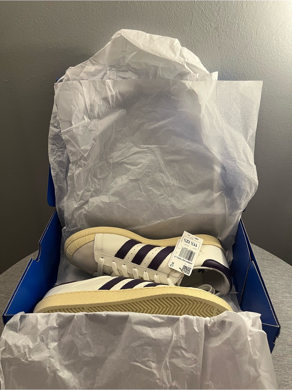 Adidas Jabbar Half Shell OG White Violet Warm Vanilla Mens Shoe Size 11 JQ9595 - Picture 12 of 12